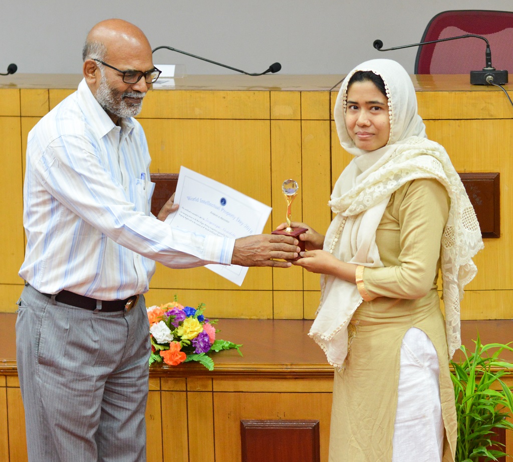 Winner receiving prize for the Best Slogan Writing Competition-2018